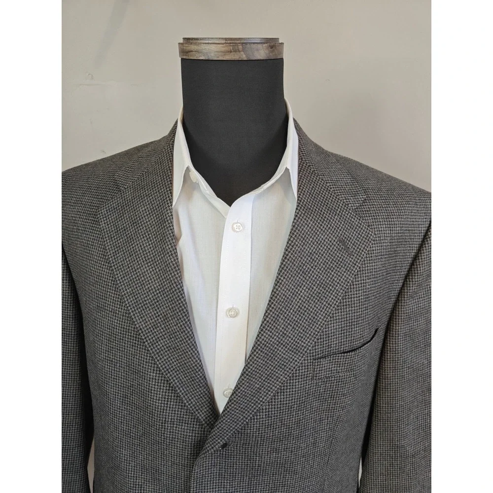 Hart Schaffner Marx Mens Wool Sport Coat 42R Taupe Check Made in USA X705